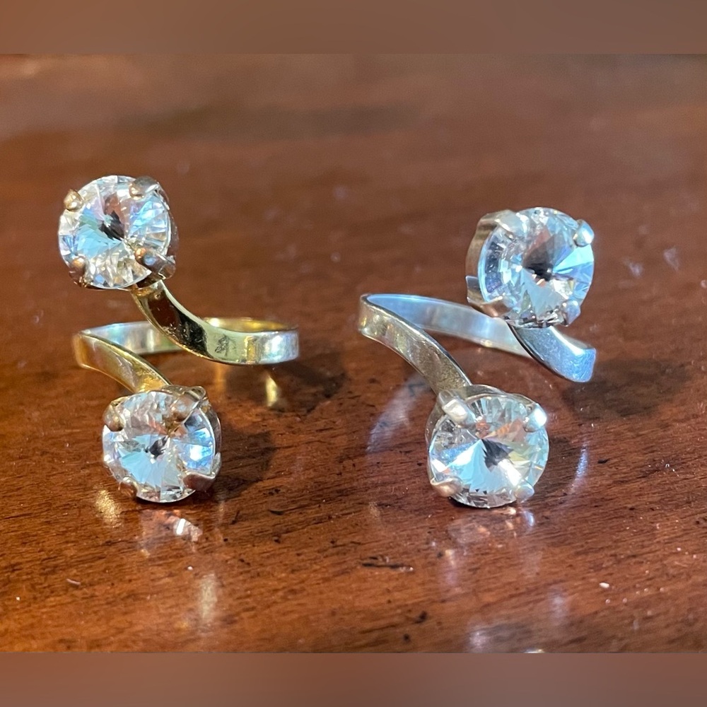Silver/Gold cubic zirconia adjustable rings